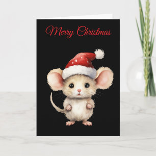Watercolour Christmas Mouse Holiday Card