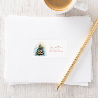 Watercolour Christmas Tree address Label