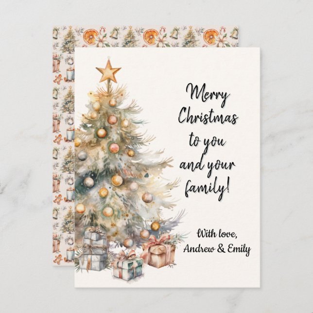 Watercolour Christmas Tree Greeting Card (Front/Back)