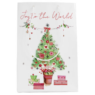 Watercolour Christmas Tree Medium Gift Bag