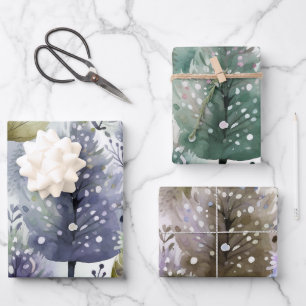 Watercolour Christmas Tree Paper 3 Colour Mix Pac