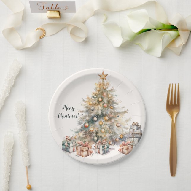 Watercolour Christmas Tree Paper Plates (Wedding)