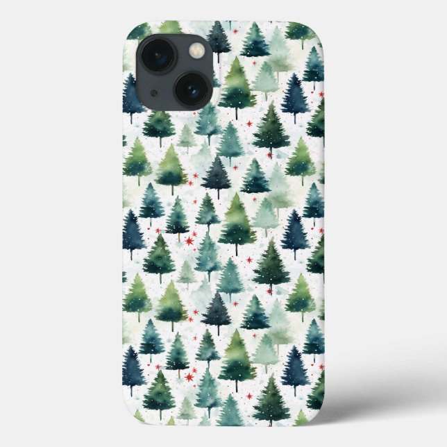 Watercolour Christmas Tree Seamless Pattern. Case-Mate iPhone Case (Back)