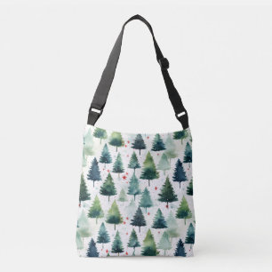 Watercolour Christmas Tree Seamless Pattern. Crossbody Bag