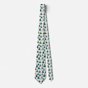 Watercolour Christmas Tree Seamless Pattern. Tie