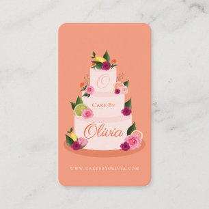Watercolour Citus Floral 3 Tier Cake Cake Bakery Business Card
