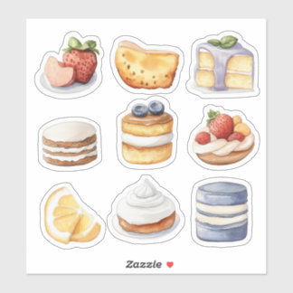 watercolour clipart of Cake dessert collection