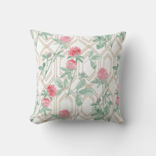 Watercolour clover flowers. cushion