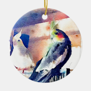 Watercolour Cockatiel Ceramic Ornament