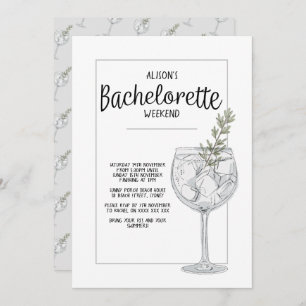 Watercolour Cocktail Themed Bachelorette Party Invitation