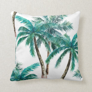 watercolour coconut palm tree cushion