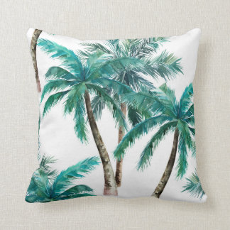 watercolour coconut palm tree cushion