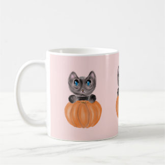 Watercolour Cute Cat and Pumpkin Mug