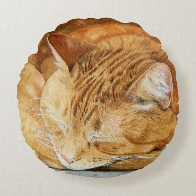 Watercolour Cute Sleepy Cat Throw Pillow (Front)