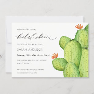 WATERCOLOUR DESERT CACTUS FLOWER  BRIDAL SHOWER INVITATION