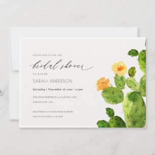WATERCOLOUR DESERT CACTUS FLOWER  BRIDAL SHOWER INVITATION