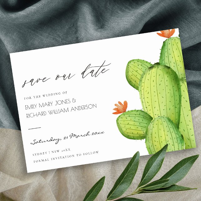 WATERCOLOUR DESERT CACTUS FLOWER  SAVE THE DATE (Creator Uploaded)