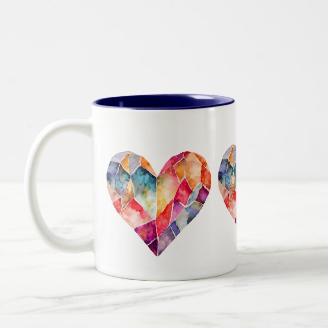 Watercolour diamond heart for a lovely  Two-Tone coffee mug (Left)
