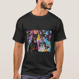Watercolour Doberman And Shih Tzu T-Shirt