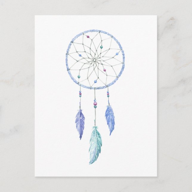 Watercolour Dreamcatcher with 3 Feathers Postcard (Front)