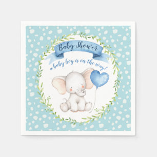 Watercolour Elephant Blue Baby Shower NAPKIN