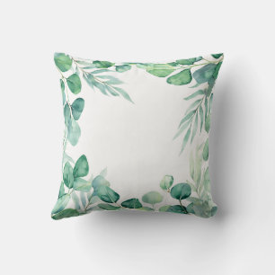 Watercolour eucalyptus wreath design cushion