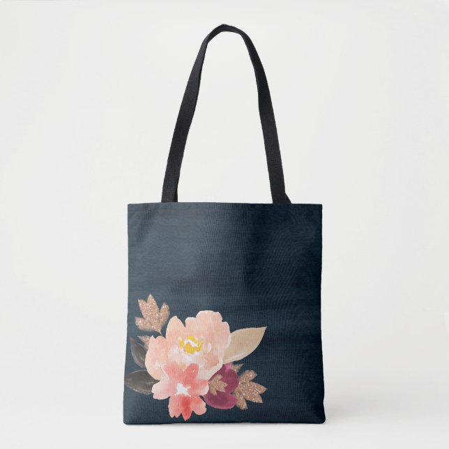 Watercolour Fall Flowers Tote Bag (Front)