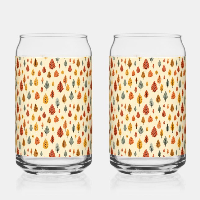 Watercolour Fall Leaves seamless Pattern Can Glass (Front)
