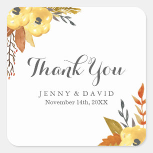 Watercolour Fall Thank You Stickers