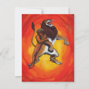 watercolour fantasy herkules fighting wild lion