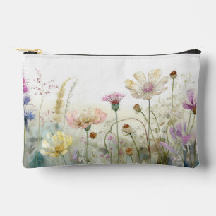 Watercolour field of wild flowers  accessory pouch