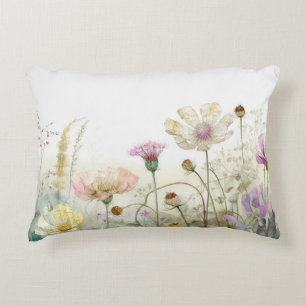  Watercolour field of wild flowers  Decorative Cushion