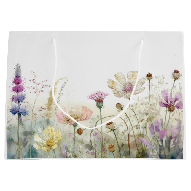 Watercolour field of wild flowers  large gift bag (Front)
