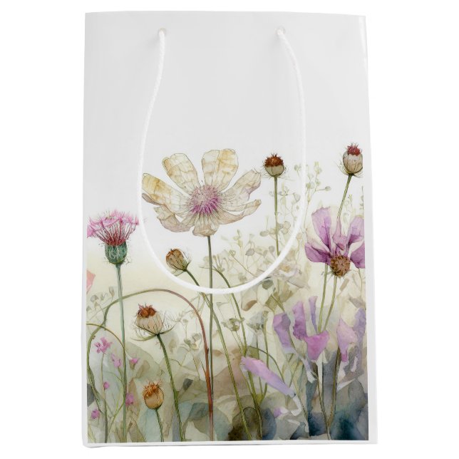 Watercolour field of wild flowers  medium gift bag (Front)