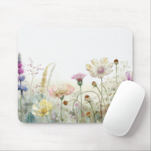 Watercolour field of wild flowers  mouse pad