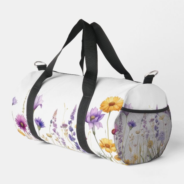 Watercolour field of wildflowers  duffle bag (Right Corner)