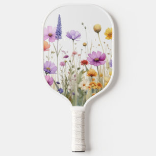 Watercolour field of wildflowers  pickleball paddle