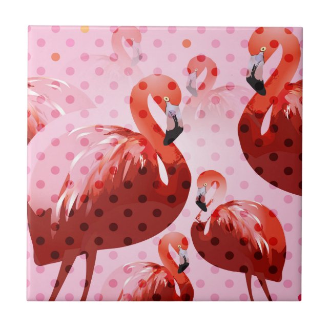 Watercolour Flamingo Pattern Ceramic Tile (Front)