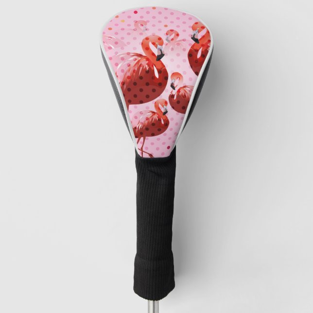 Watercolour Flamingo Pattern Golf Head Cover (Front)