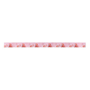 Watercolour Flamingo Pattern Satin Ribbon