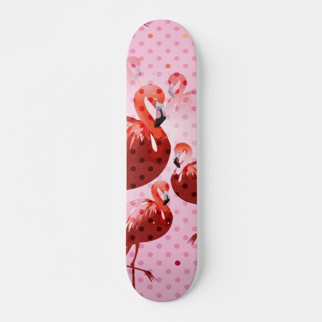 Watercolour Flamingo Pattern Skateboard (Front)