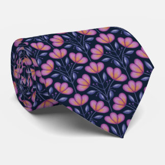 Watercolour Flora Motif Tie Navy