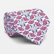 Watercolour Flora Motif Tie White