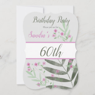 Watercolour floral 60th birthday party invitation