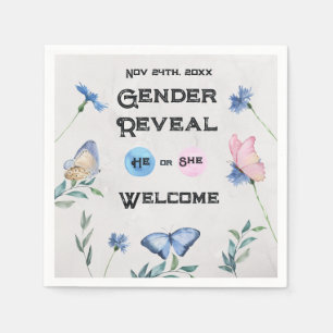 Watercolour Floral Butterfly Enclosure Card Napkin