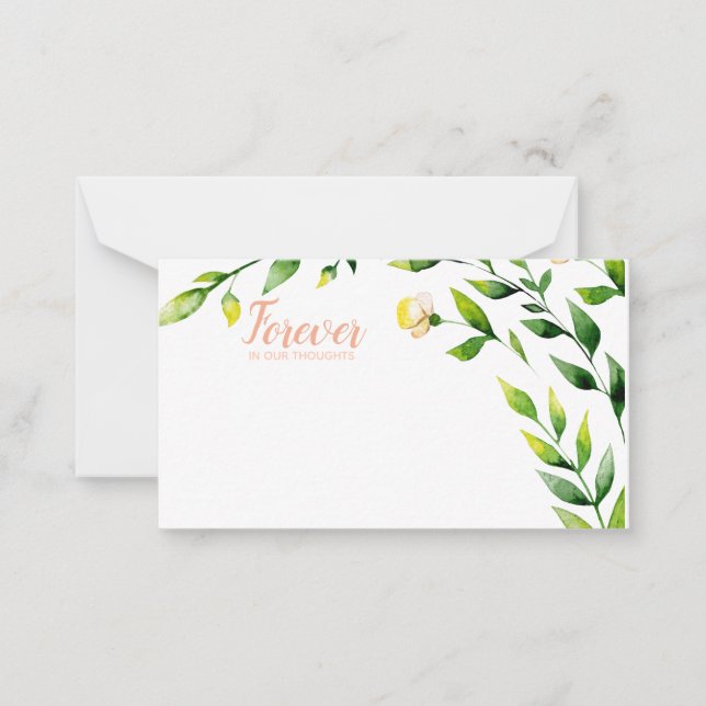 watercolour floral Forever in our Thoughts florist Card (Front)