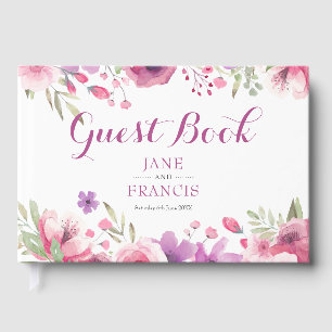 Watercolour Floral Greenery Wedding Guest Book