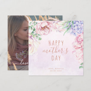 Watercolour Floral Happy Mother's Day photo card