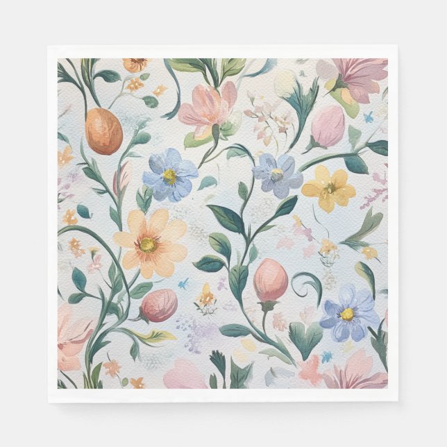 Watercolour Floral Mothers Day Party Napkins (Front)