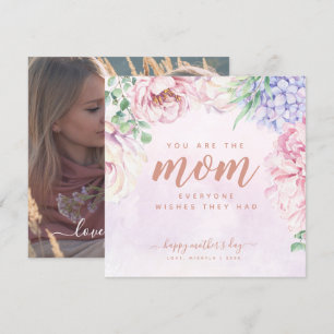 Watercolour Floral Mother's Day Photo Flat Card
